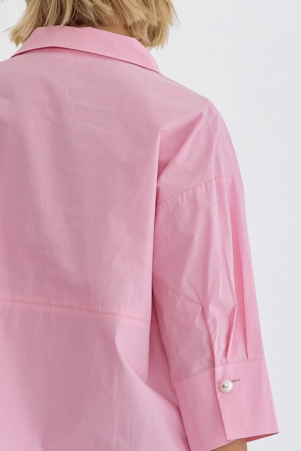 Solid Collared 3/4 Sleeve Top