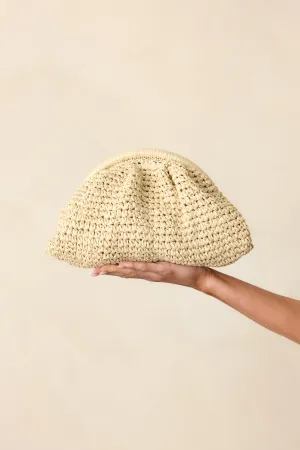 Something To See Ivory Raffia Woven Clutch