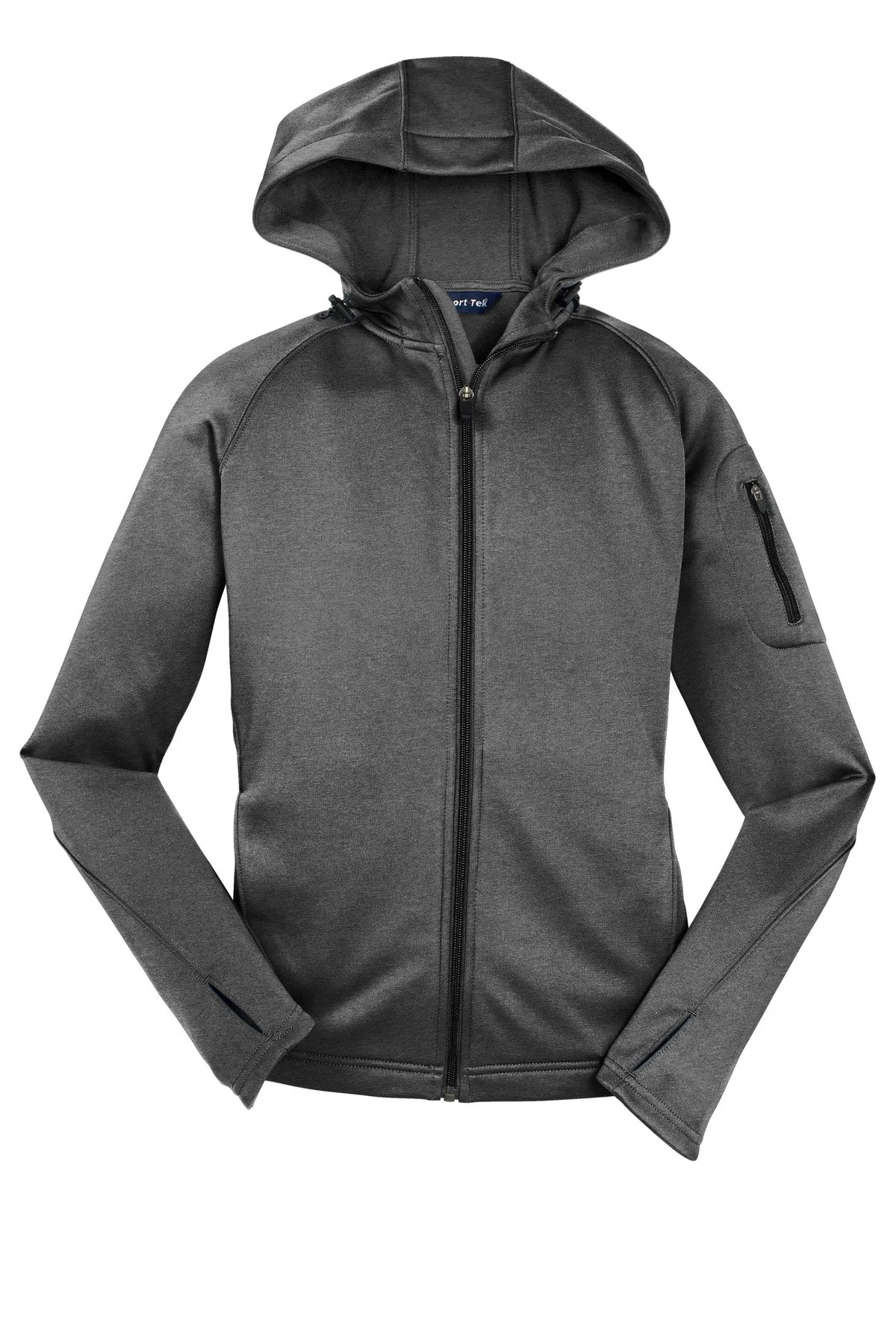 Sport-Tek Women's Tech Fleece Full-Zip Hooded Jacket. L248 Graphite Heather