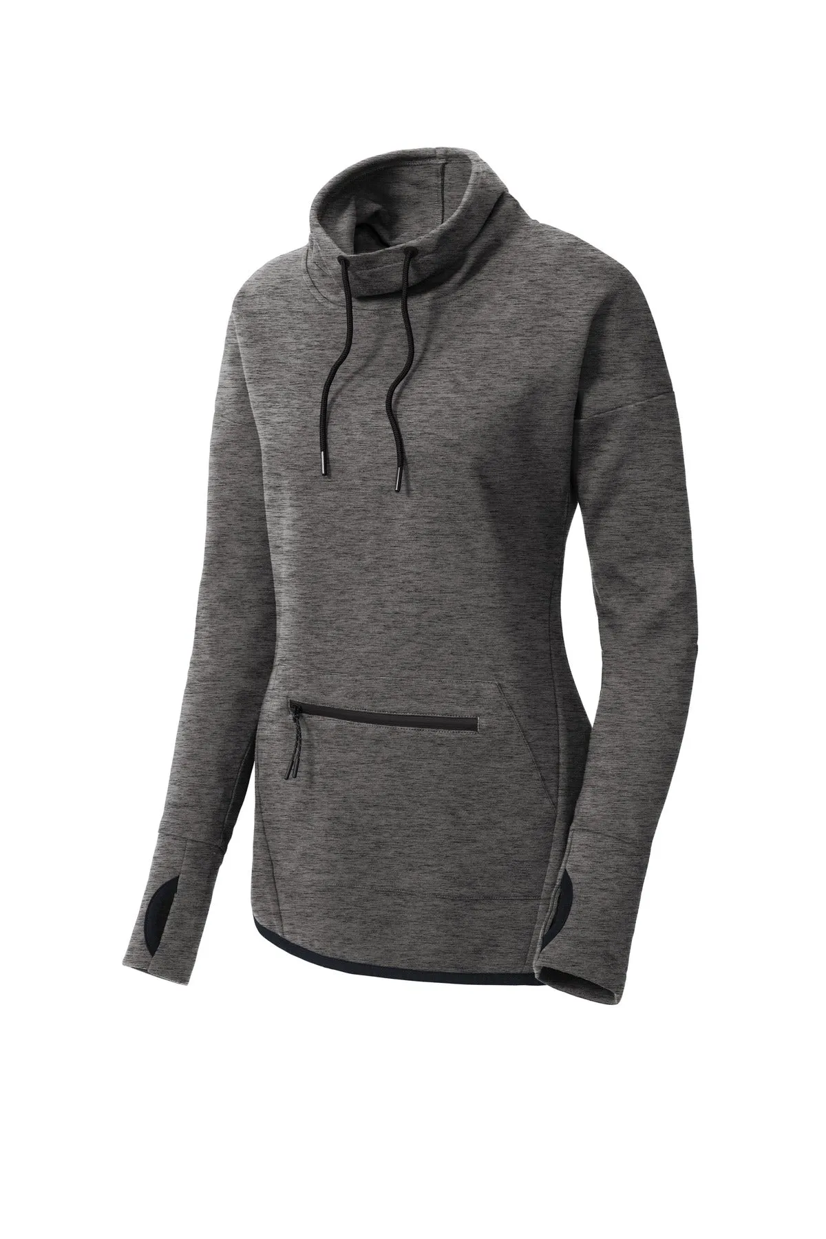 Sport-Tek Women's Triumph Cowl Neck Pullover LST280 Dark Grey Heather