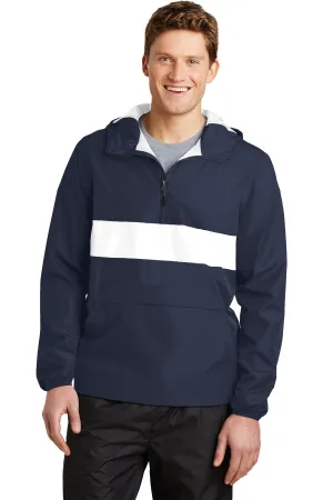 Sport-Tek Zipped Pocket Anorak. JST65 True Navy/ White