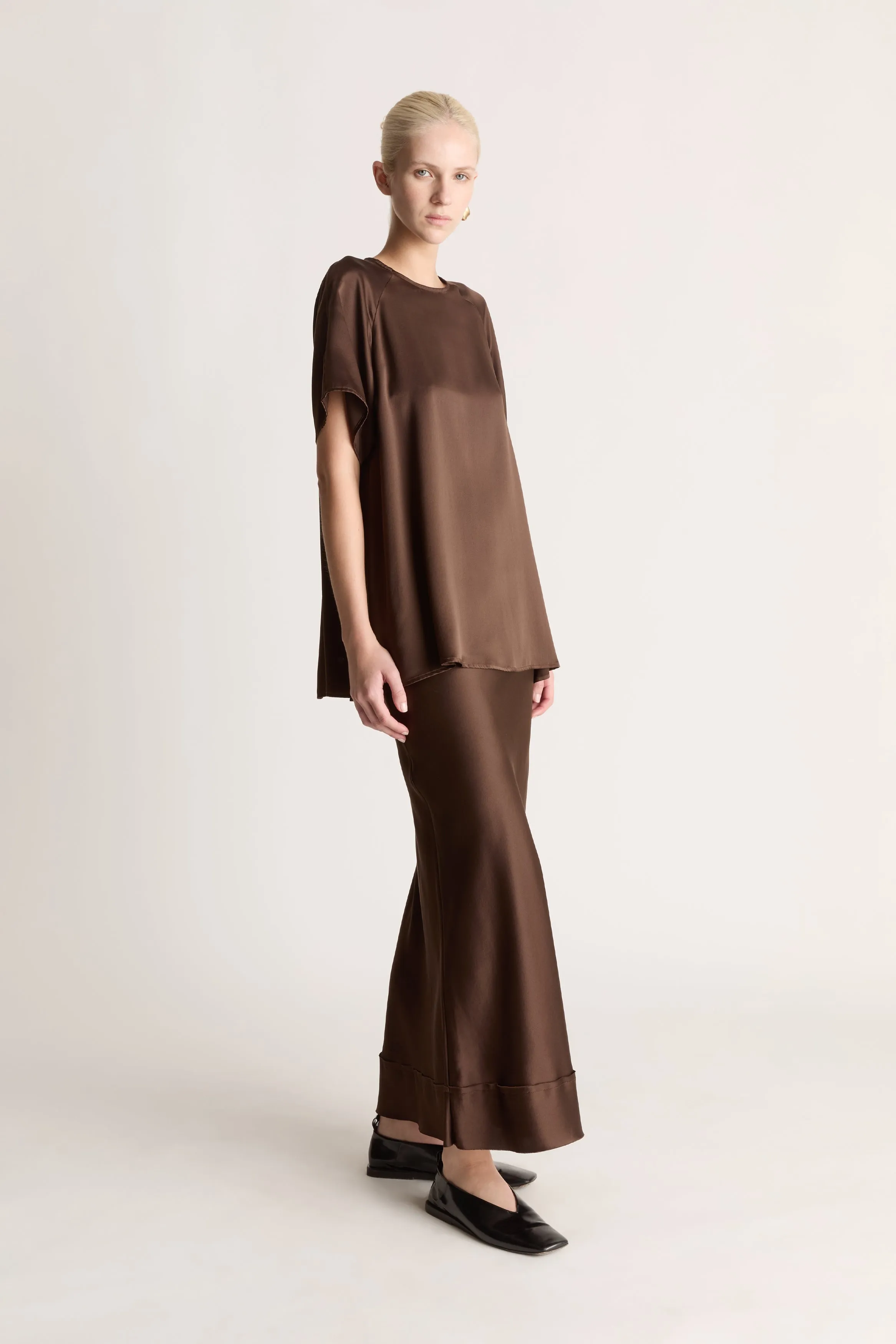 Stella Silk Satin Raglan Tee