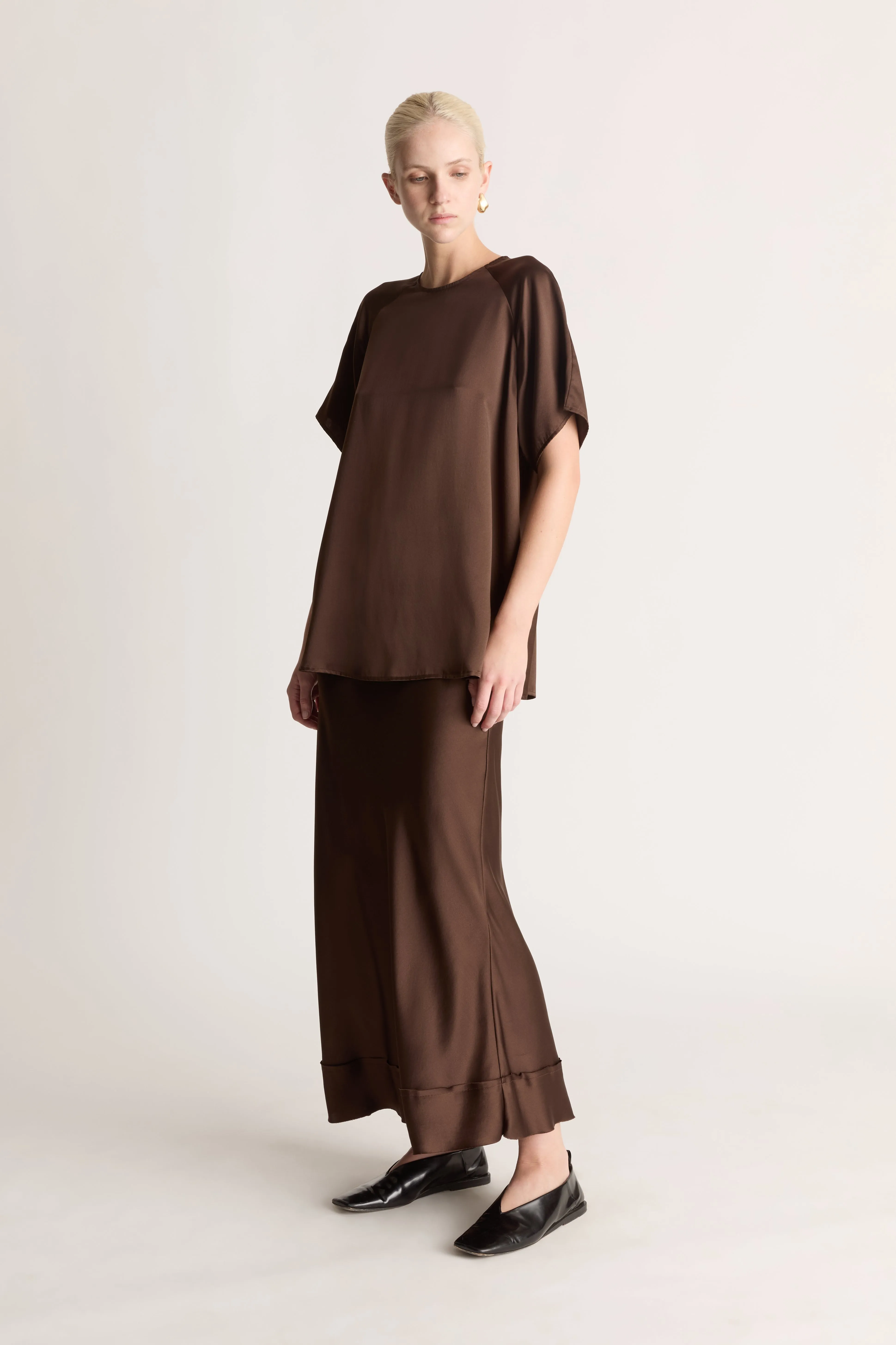 Stella Silk Satin Raglan Tee