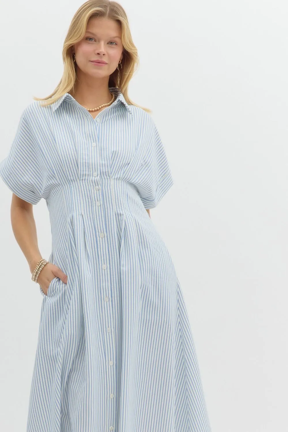 Stripe Short Sleeved Mini Dress {Blue}