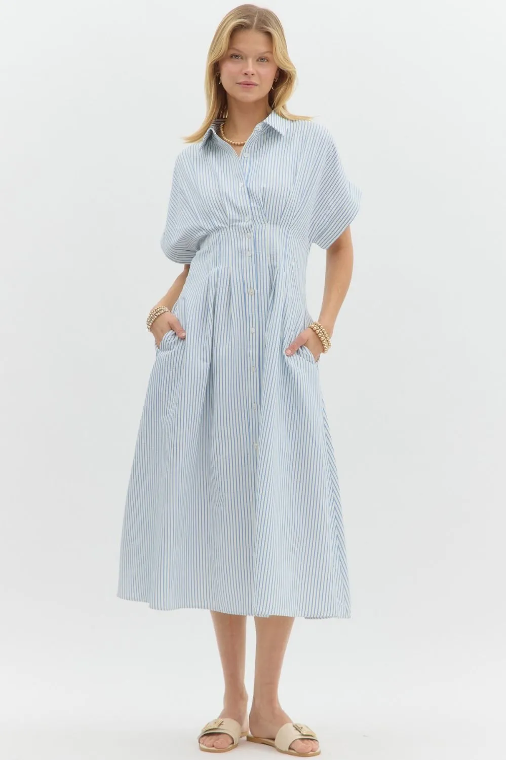 Stripe Short Sleeved Mini Dress {Blue}