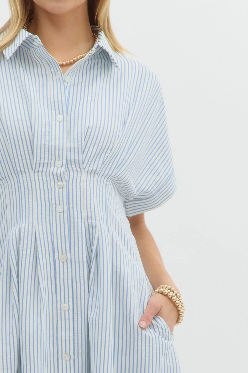 Stripe Short Sleeved Mini Dress {Blue}