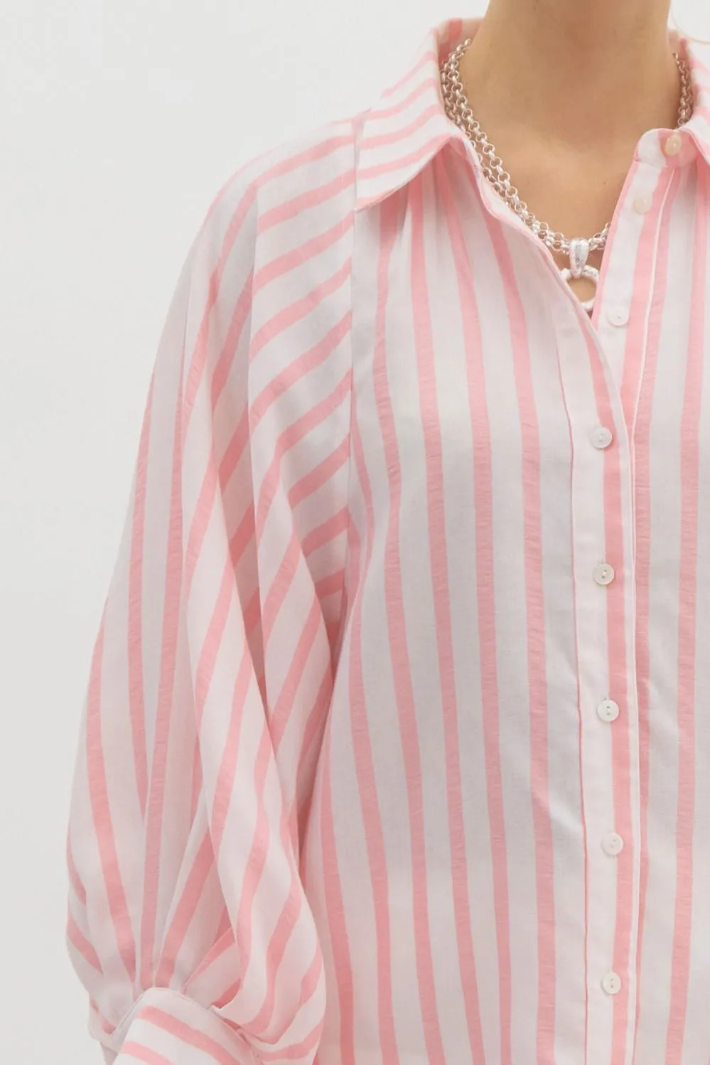 Striped Cuff Long Sleeve Dolman Top