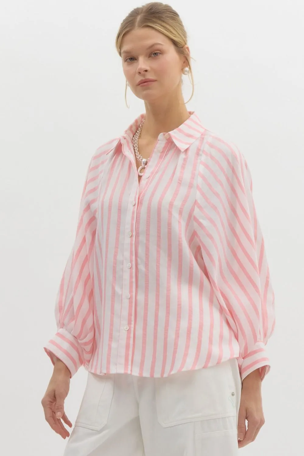 Striped Cuff Long Sleeve Dolman Top
