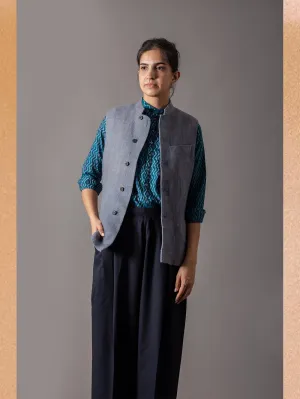 SUKETDHIR   I   SD Shaan Gilet | Heavy Linen | M Cloud