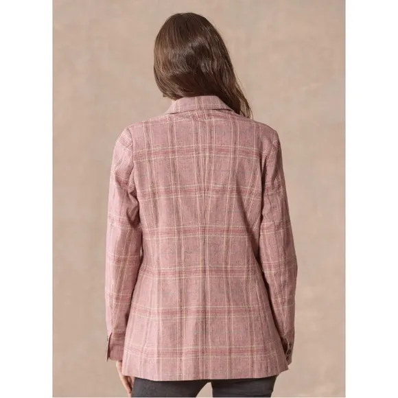 Sundance Whitman Rose Plaid Linen Blend Blazer Jacket
