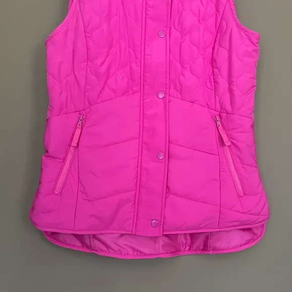 {T by Talbots} Quilted Puffer Vest with Packable Hood in Pink - Womens XS - NWT