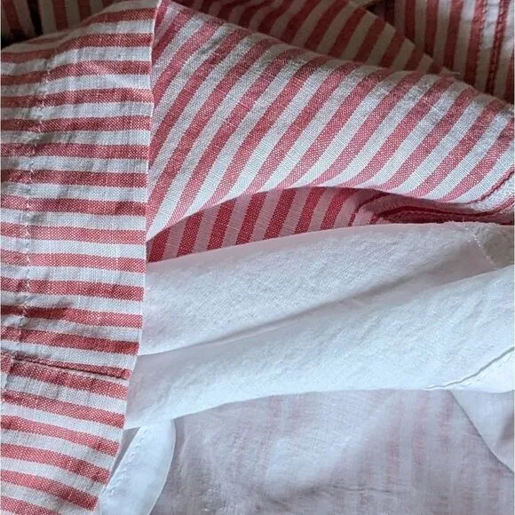 Talbots Linen Cotton  Striped Full Belted Lined Skirt Coastal Summer Classic 10