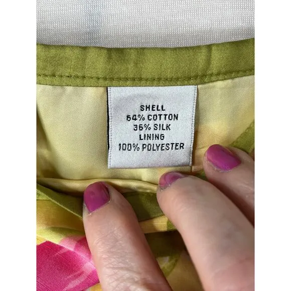 Talbots Petites tropical floral A-line silk blend skirt, size 6