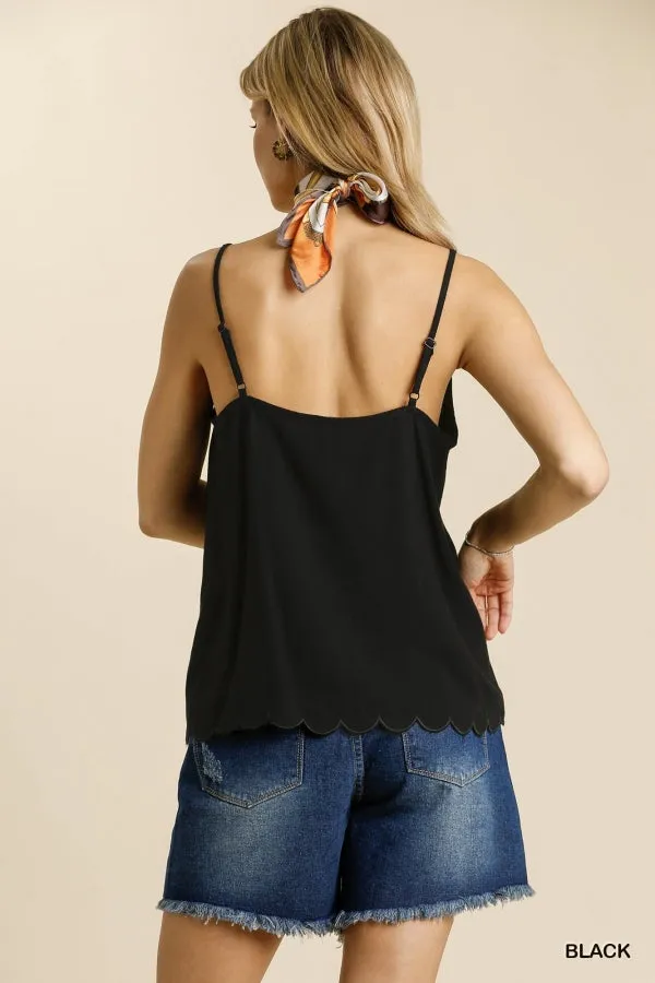 Tank Top With Scalloped Hem-3 Colors Available