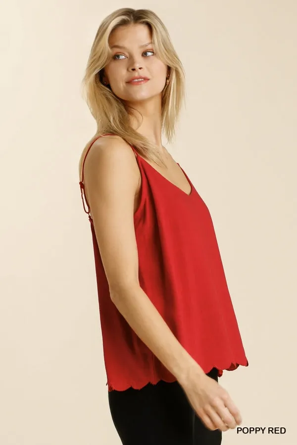 Tank Top With Scalloped Hem-3 Colors Available