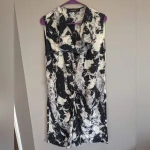 Thakoon Black &amp; White Sleeveless Mini Shirt Dress 100% Silk Size 12