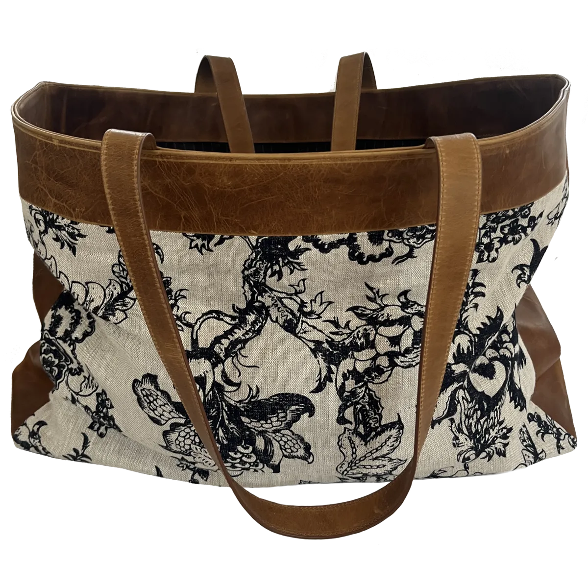 The Floral Linen Saddle Weekender Bag