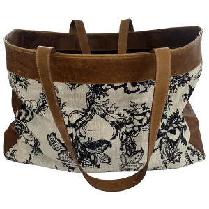 The Floral Linen Saddle Weekender Bag