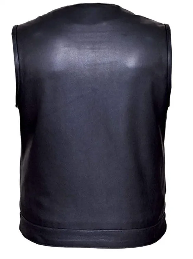 The "No Rival" Premium NO COLLAR Leather Vest