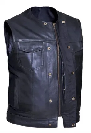 The "No Rival" Premium NO COLLAR Leather Vest