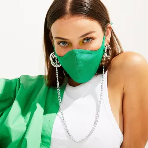 The Tina Mask in Kelly Green With 7mm Silver Chain - LIMITED EDITION