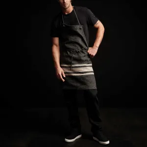 Three Stripe Chef's Apron - Black/ Natural