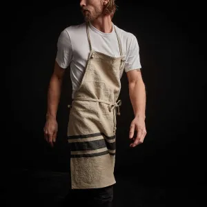 Three Stripe Chef's Apron - Natural/Black