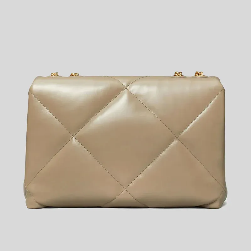 TORY BURCH Kira Diamond Quilt Convertible Shoulder Bag Taupe Oak RB-154704