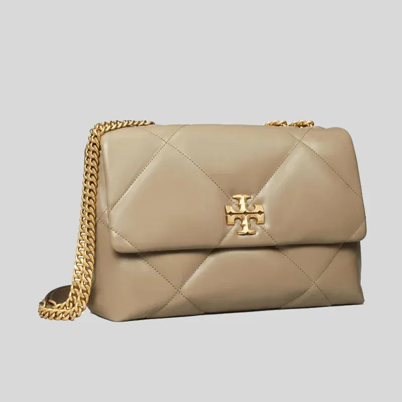 TORY BURCH Kira Diamond Quilt Convertible Shoulder Bag Taupe Oak RB-154704