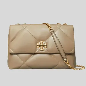 TORY BURCH Kira Diamond Quilt Convertible Shoulder Bag Taupe Oak RB-154704