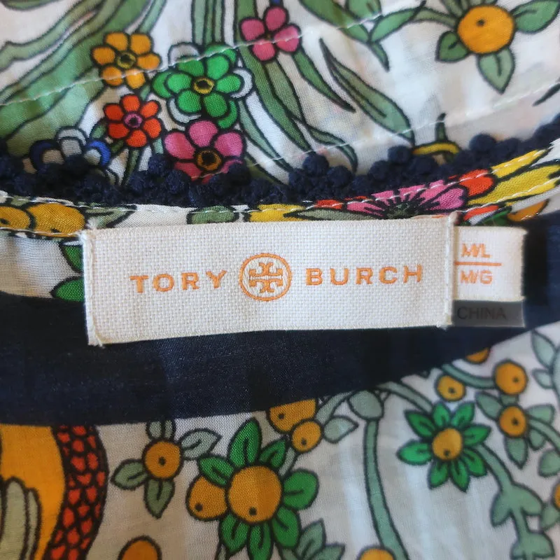 Tory Burch Promised Land Caftan White/Multi Floral Print Size Medium/Large