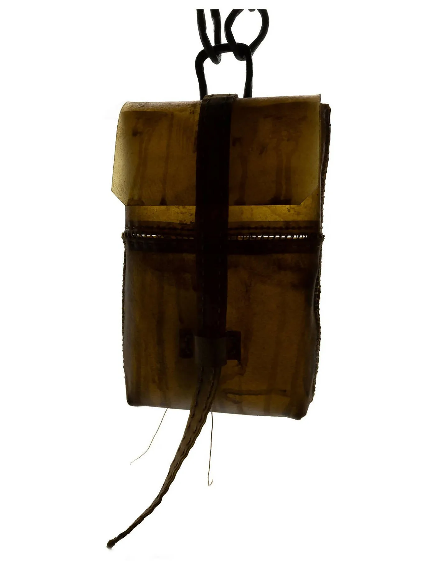 transparent horse leather open seam cross body bag