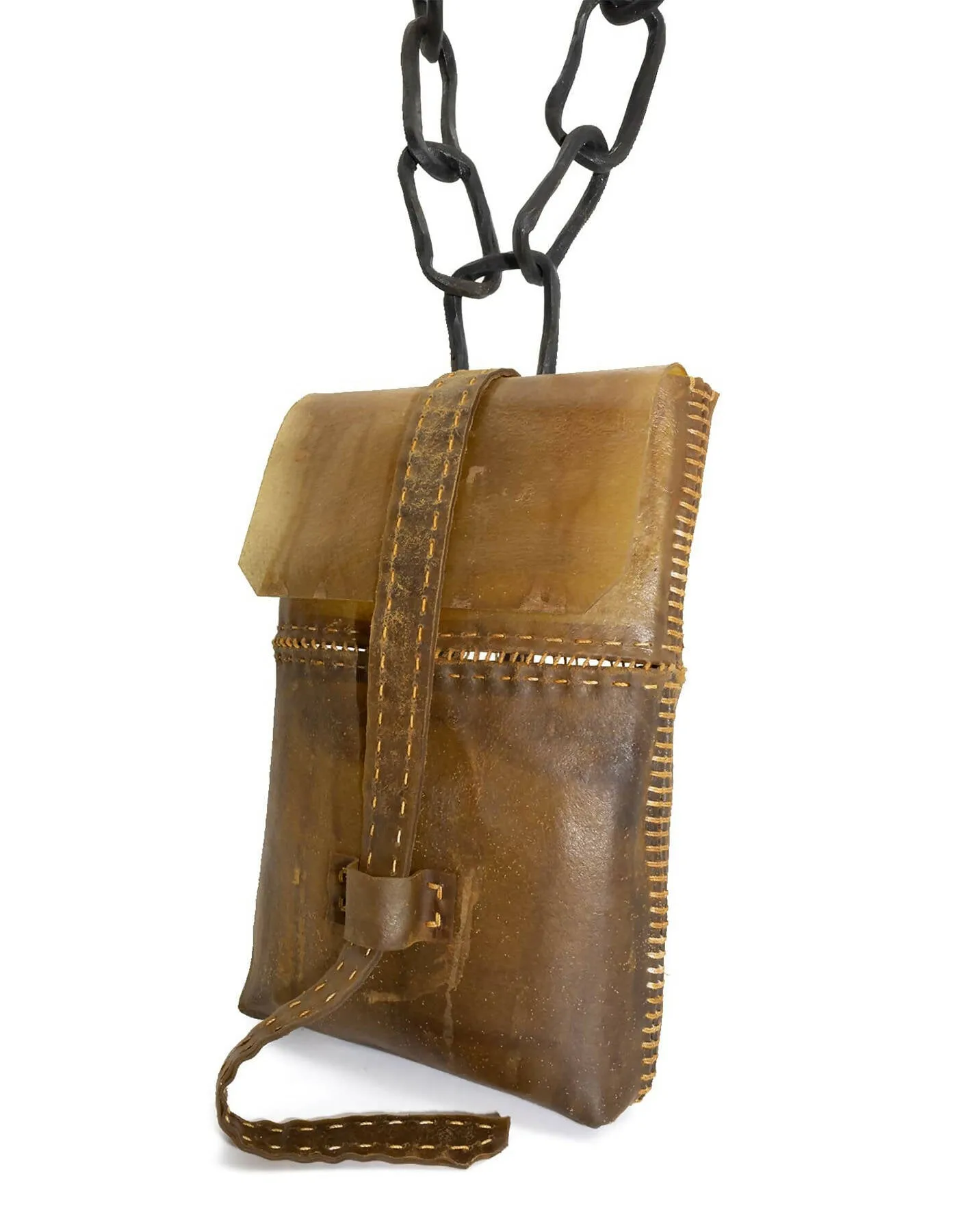 transparent horse leather open seam cross body bag