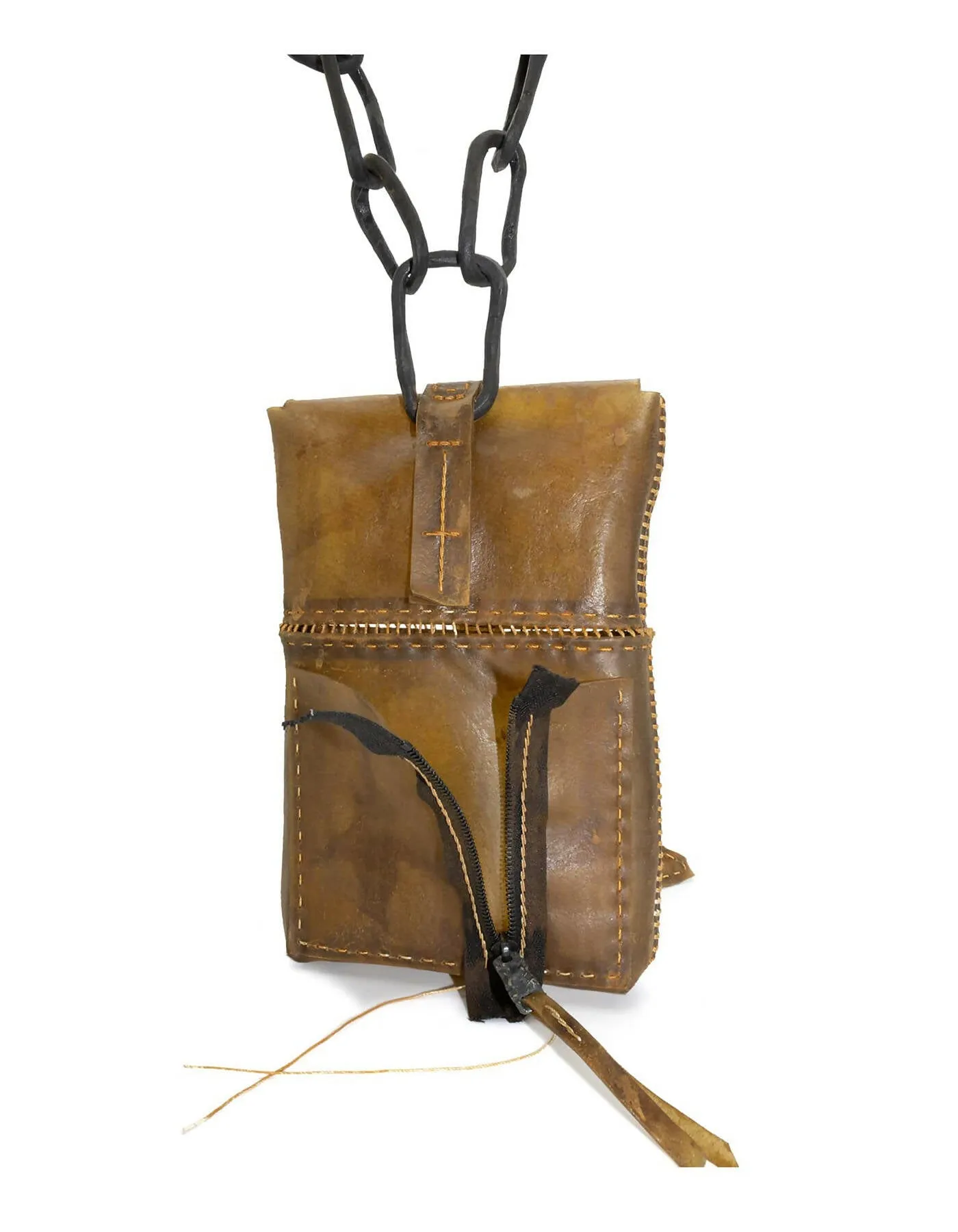 transparent horse leather open seam cross body bag
