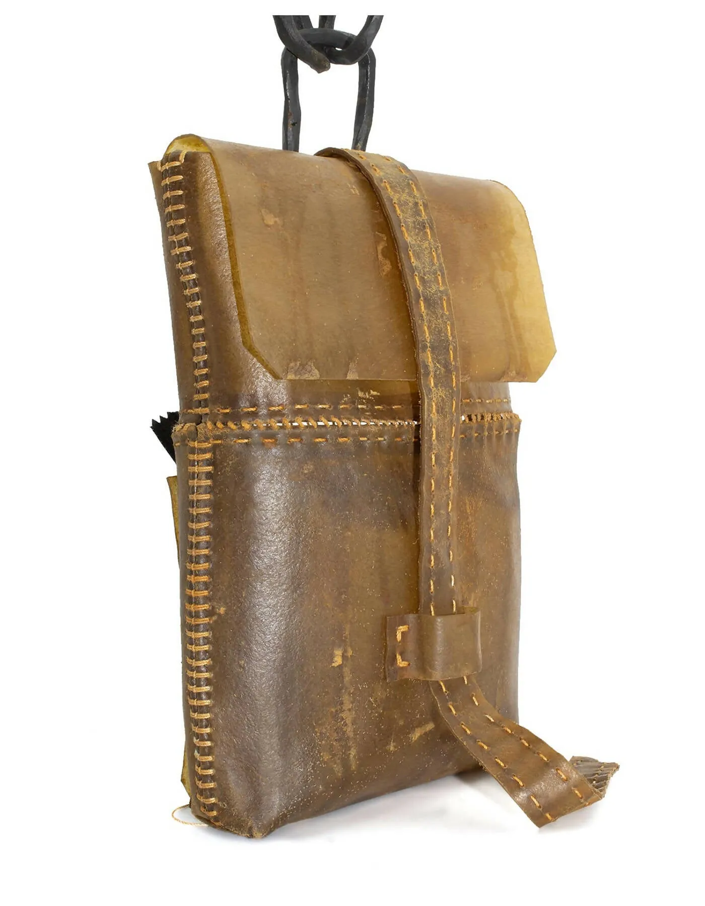 transparent horse leather open seam cross body bag