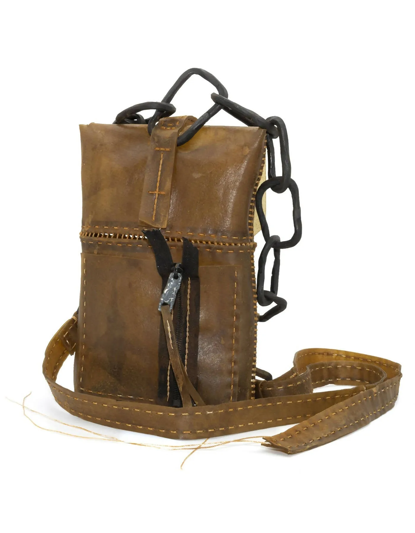 transparent horse leather open seam cross body bag