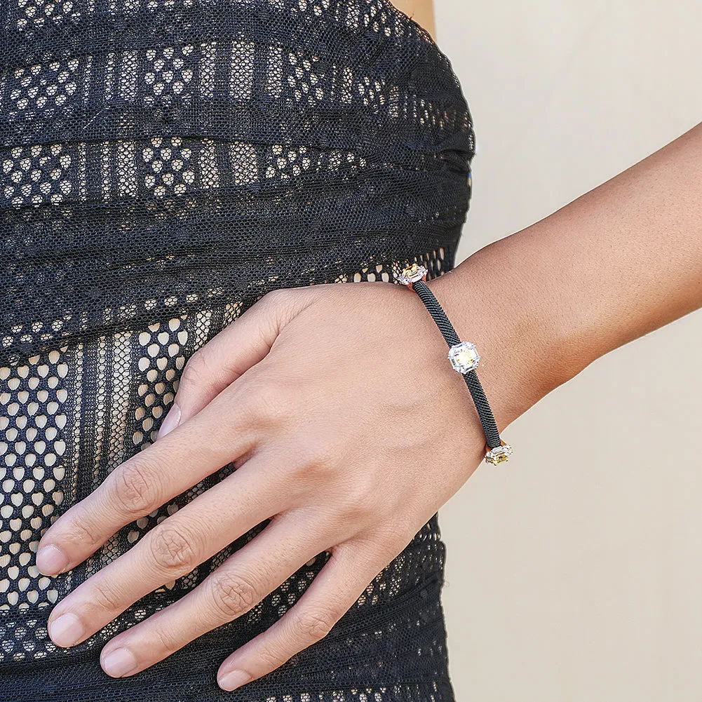 Tricolor PAVÉ SQUARE STATION BANGLE