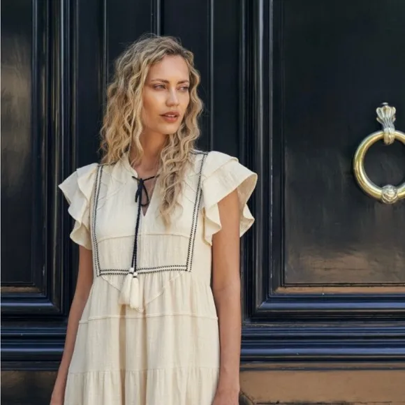 Trim Detailed Midi Dress