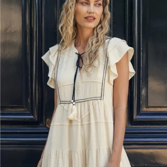 Trim Detailed Midi Dress