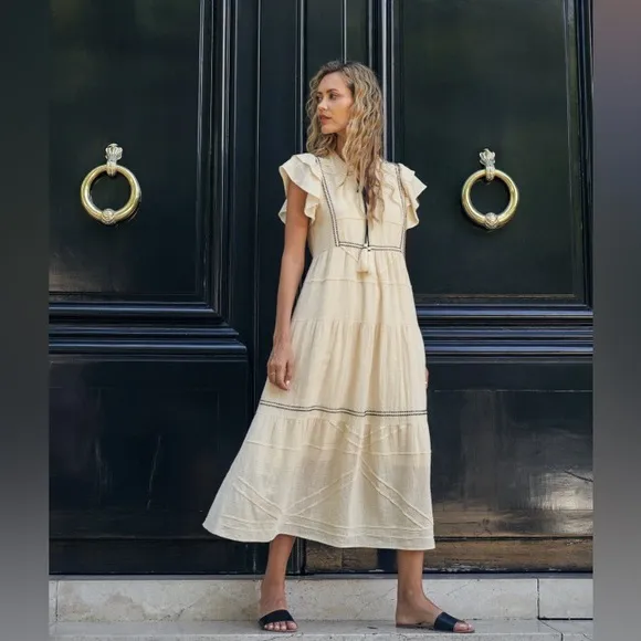 Trim Detailed Midi Dress