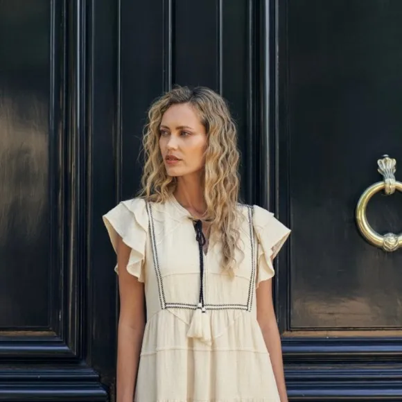 Trim Detailed Midi Dress
