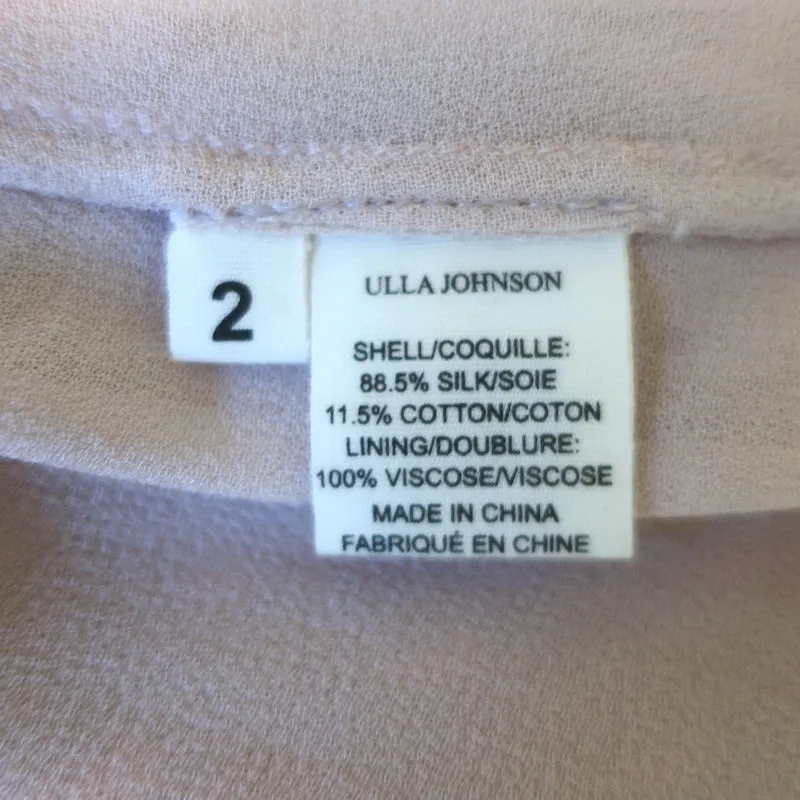 Ulla Johnson Jules Asymmetric Midi Dress Dusty Rose Swiss Dot Size 2