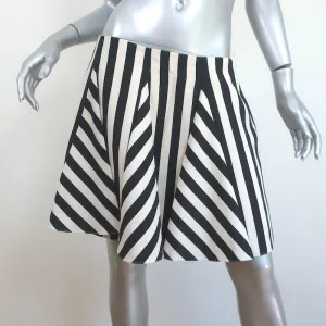 Valentino Striped Mini Skirt Black & White Wool-Silk Size 10