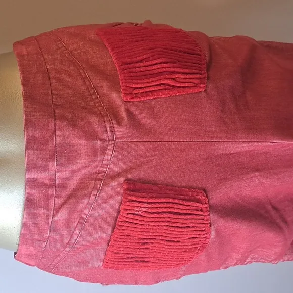 Versus Versace Red Lightweight Corduroy Ruched Pencil Skirt