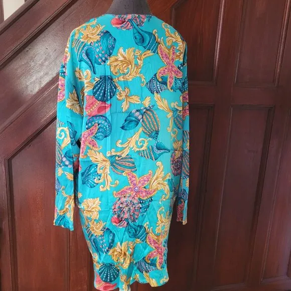 Victorias Secret Gold Label Floral Silk Nightgown  Large Turquoise