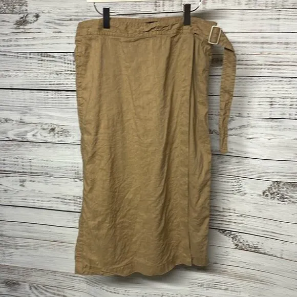 Vince Buckle Wrap Skirt Tan Size 14