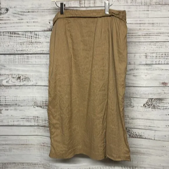 Vince Buckle Wrap Skirt Tan Size 14