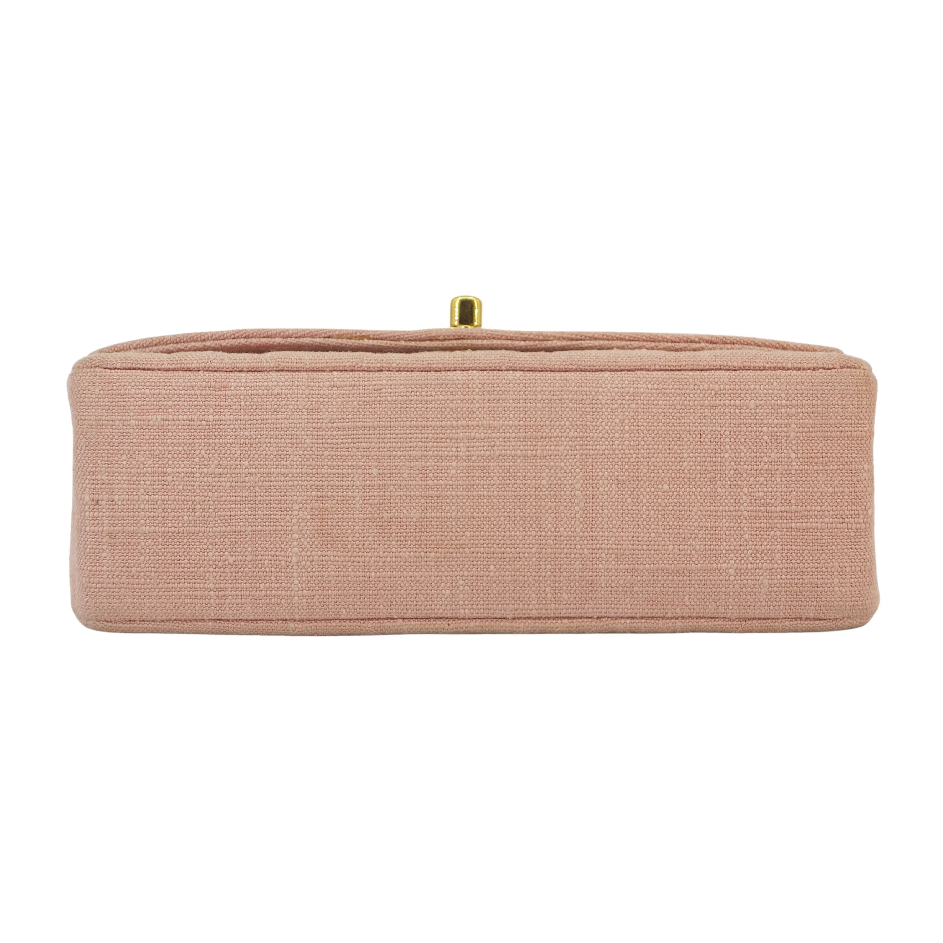 Vintage Small Diana Flap Bag in Pink Linen