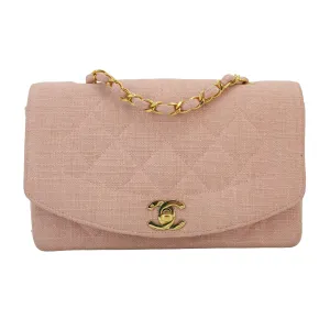 Vintage Small Diana Flap Bag in Pink Linen