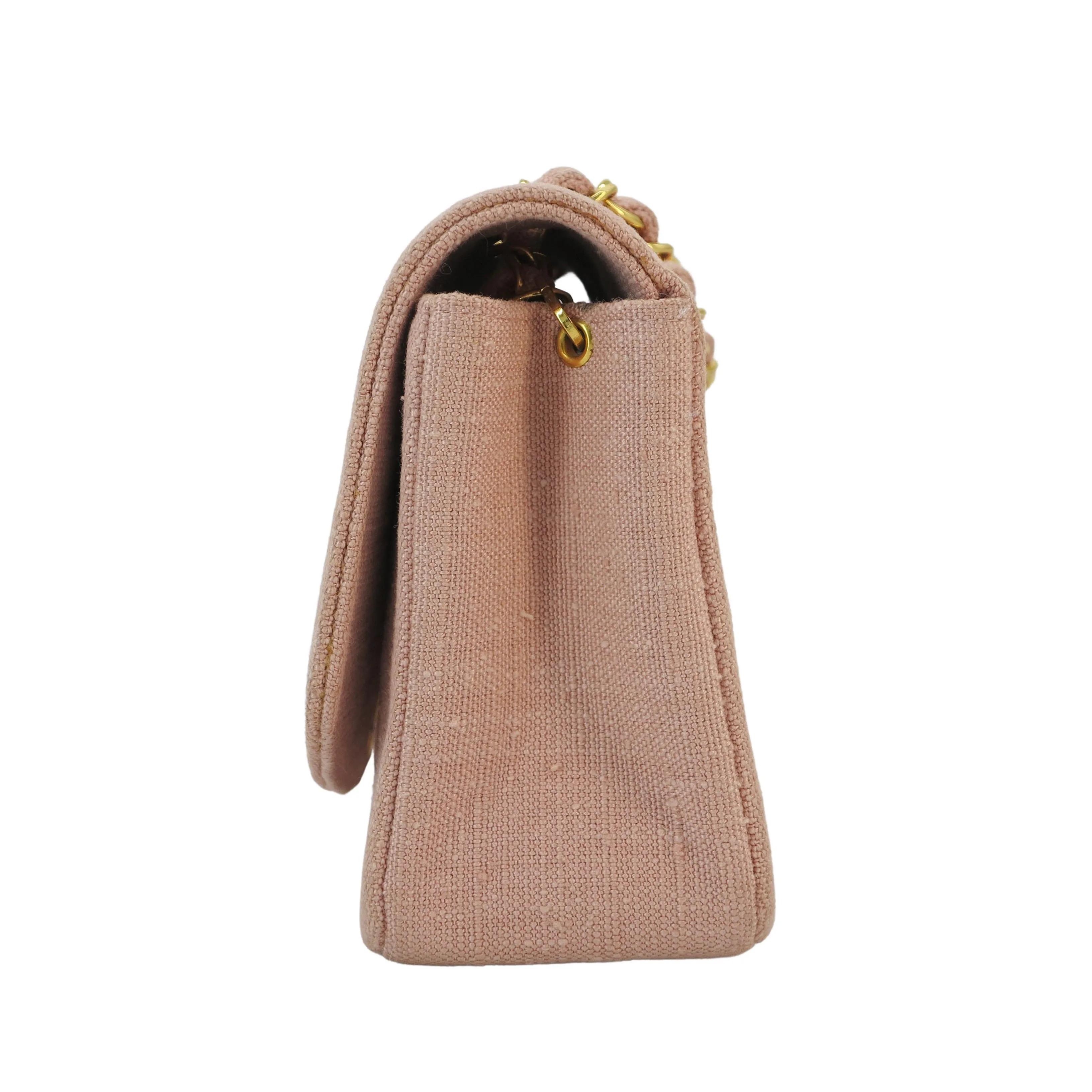 Vintage Small Diana Flap Bag in Pink Linen